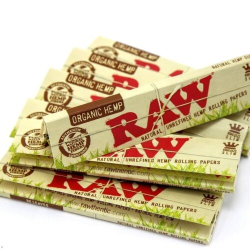 Raw Organic Natural Unrefined Hemp Rolling Paper – King Size Slim (32 Pack)