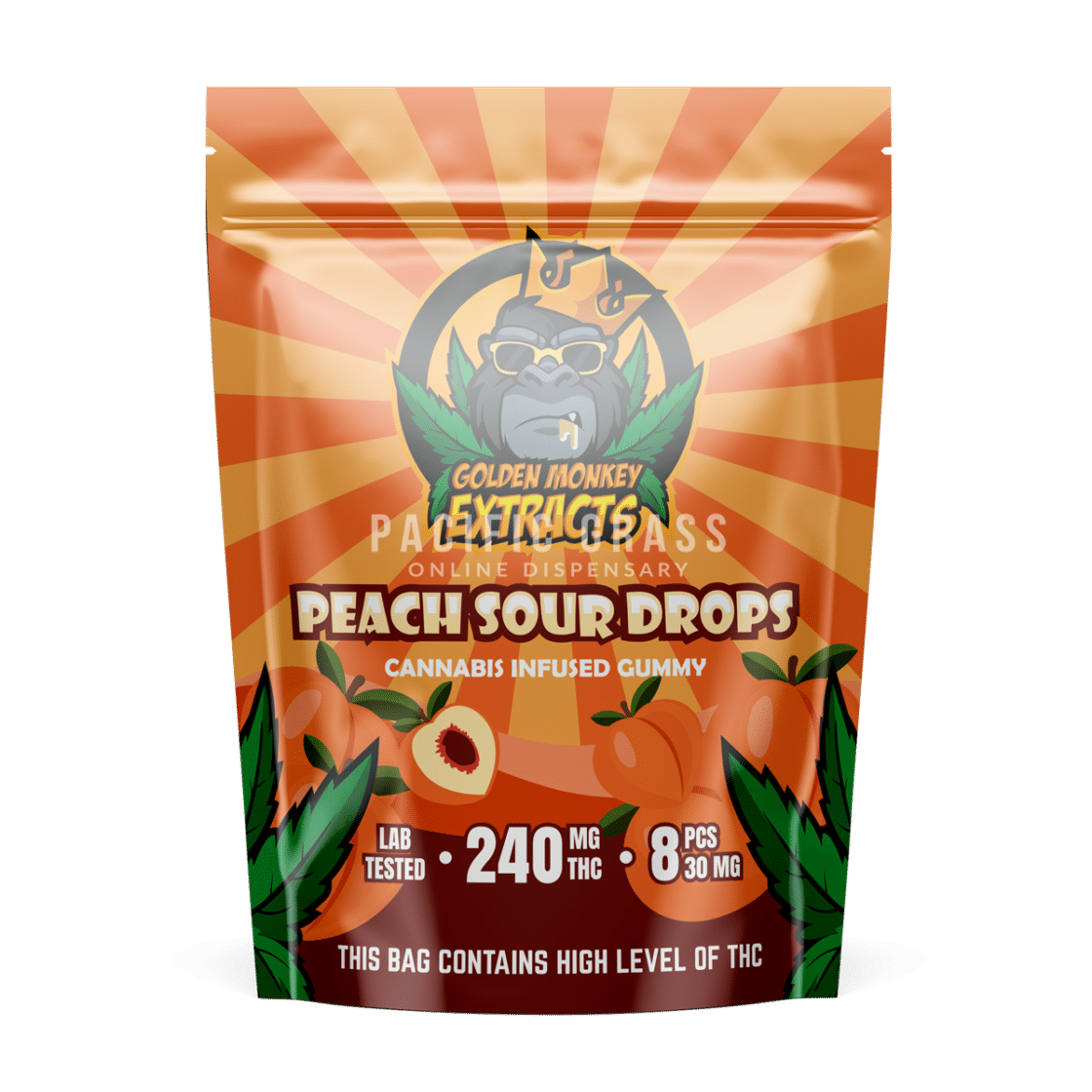 Golden Monkey Extracts – 240mg – Peach Sour Drops