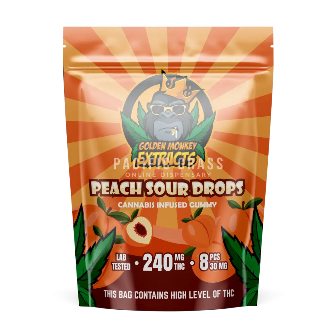 Golden Monkey Extracts – 240mg – Peach Sour Drops