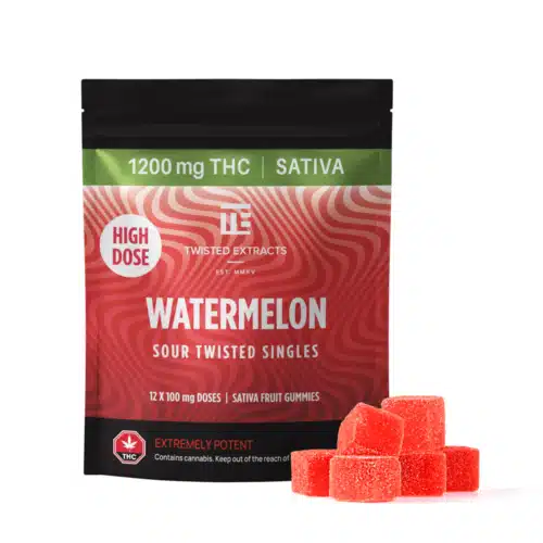 Twisted Edibles Singles High Dose 1200mg Watermelon